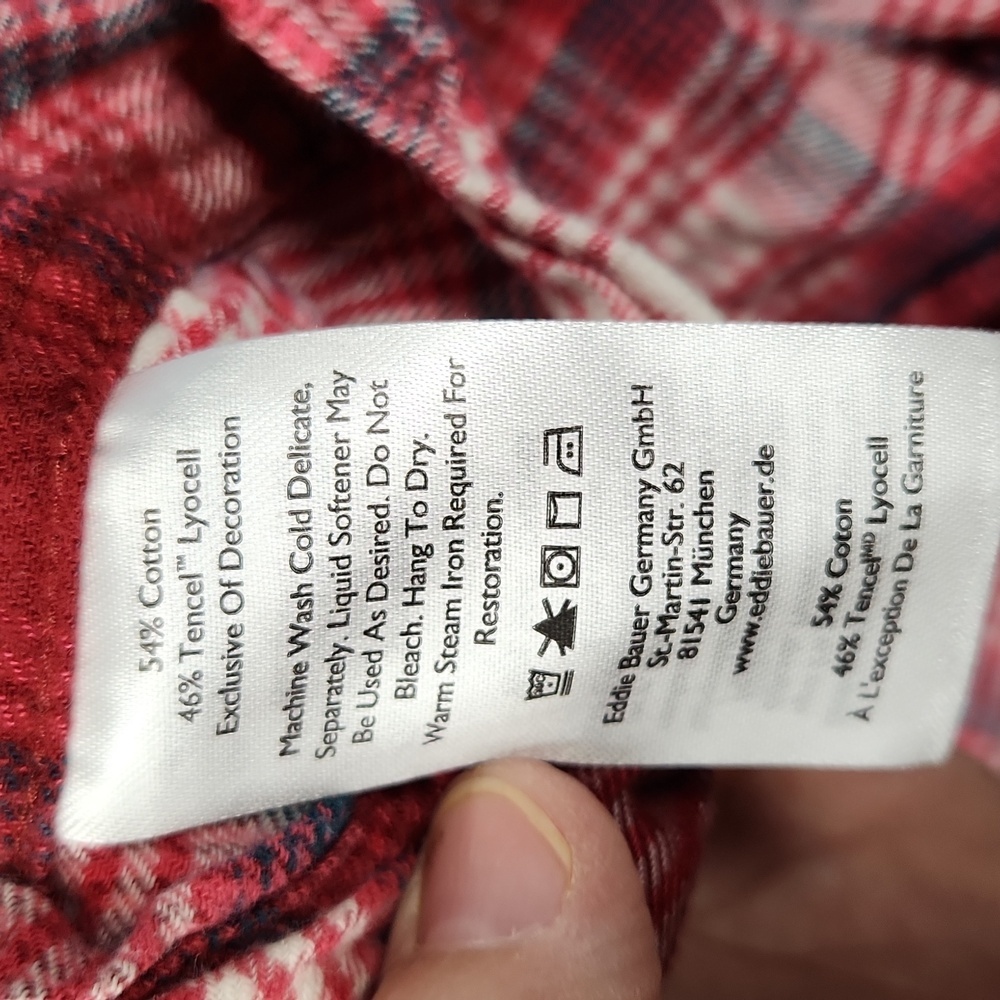 Eddie Bauer Flannel Shirt Red White Blue Plaid M - Picture 6 of 9